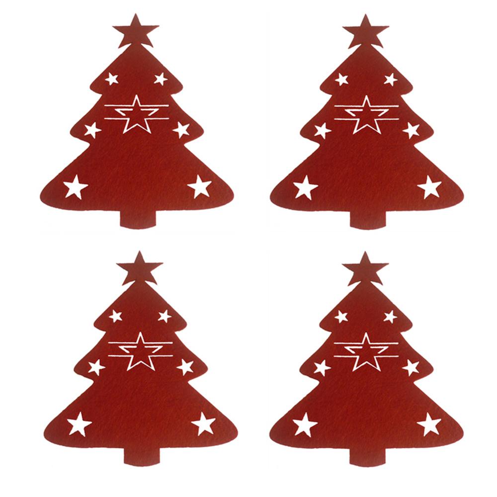 4Pcs Kerstboom Bestek Zak Unieke Prachtige Bestek Houder Organizer Voor Jaar Kerst Feestelijke Thuis Tafeldecoratie