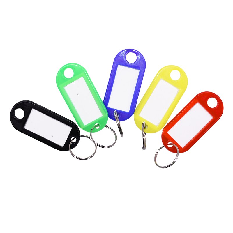 50 Uds etiquetas plásticas para llaves ID etiquetas llaveros anillo dividido llaveros numerados nombre equipaje etiquetas para llaves: 50pcs Mix Color