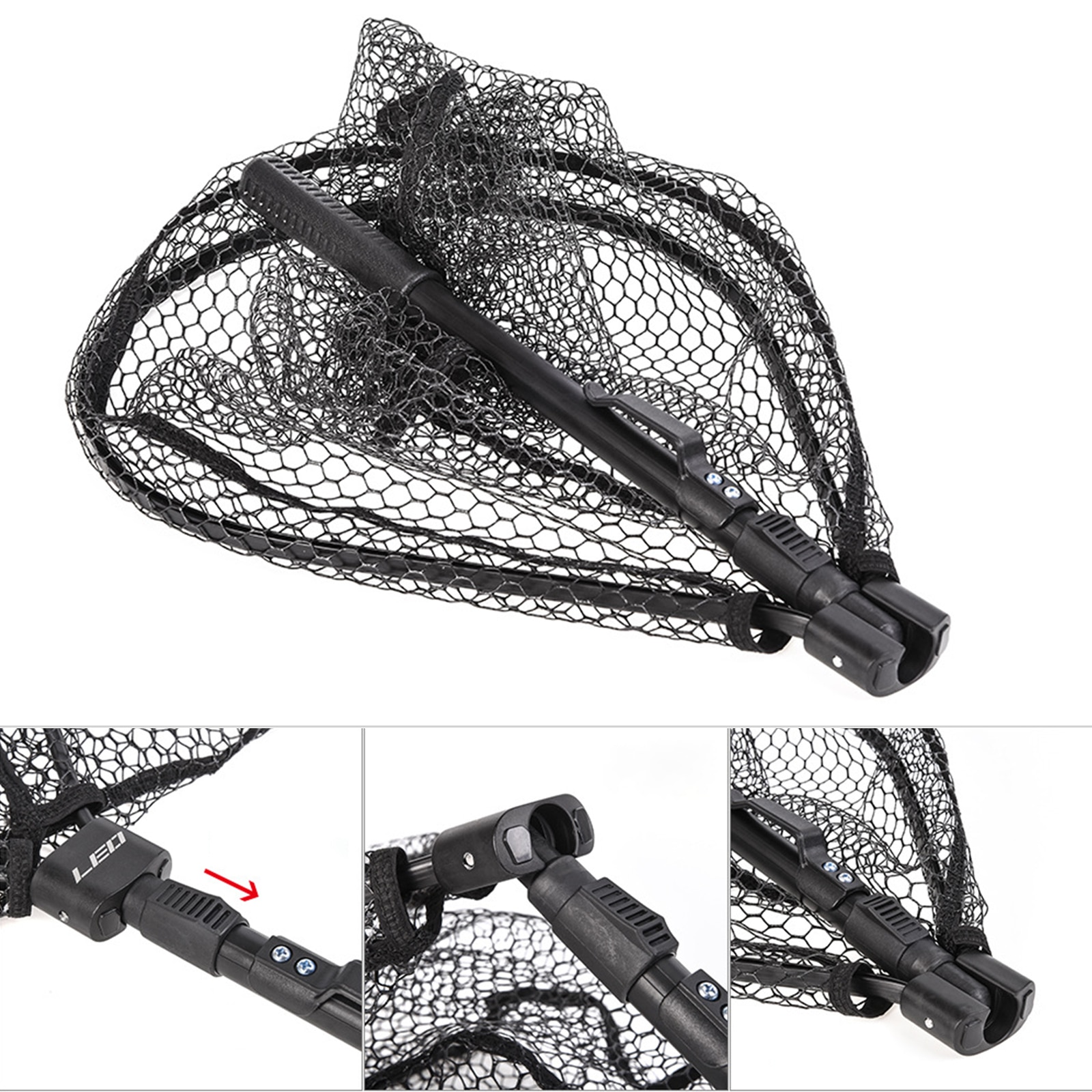 Vissen Netto Vliegvissen Driehoek Brail Landing Draagbare Opvouwbare Lichtgewicht Netten Nylon Visnet Aluminium Frame