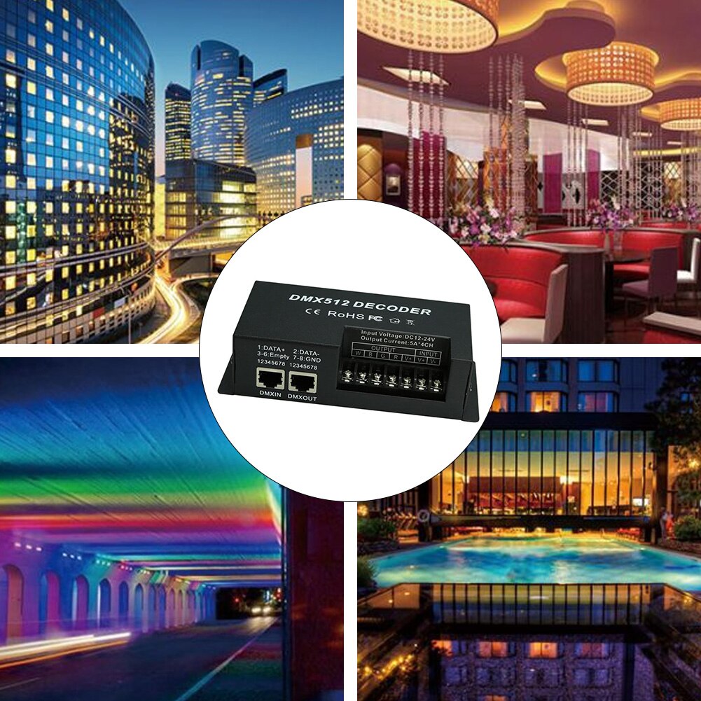 DMX Decoder Controller RGB RGBW LED Strip Light Driver Dimmer Module DMX512 DC12V-24V 3/ 4 Channel with Display