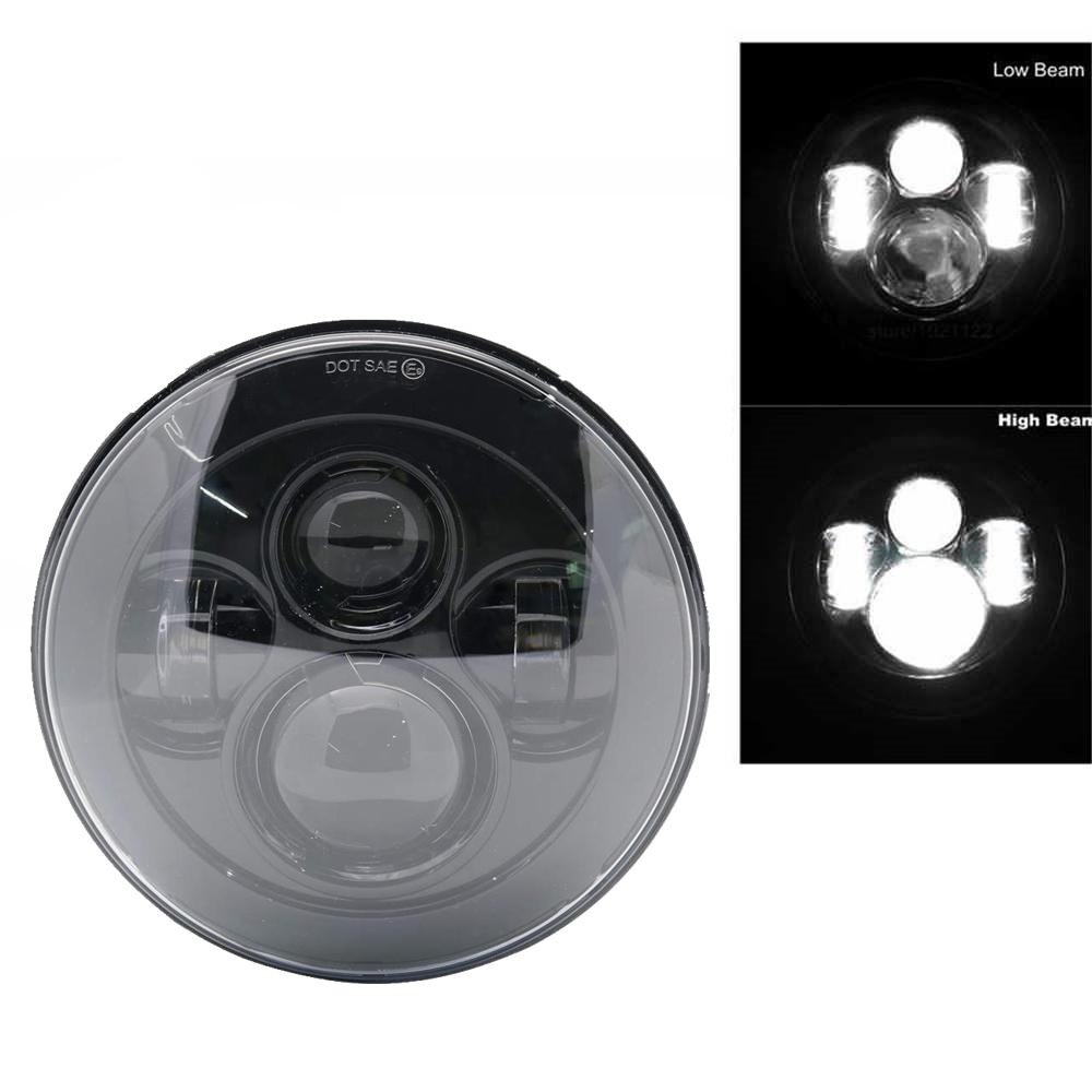 Faro LED de 7 pulgadas para motocicleta, alto y bajo de haz lámpara de luz, H4