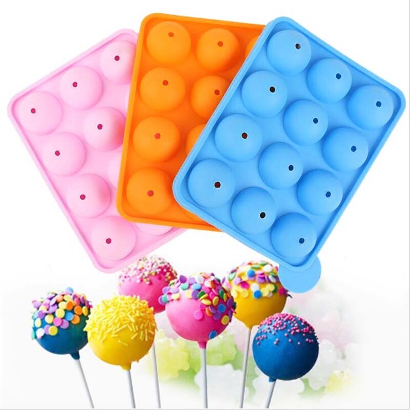 1pc 12 huller chokoladekugle cupcake kage slik maker gør-det-selv bageværktøj silikonepop slikkepind form stavbakke kageform