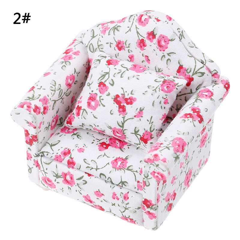 Soft mini Flower Sofa For Dolls Mini Furniture Toy Pretend Play 1:12 Toy For Girls Children Decoration Miniature Dollhouse: B