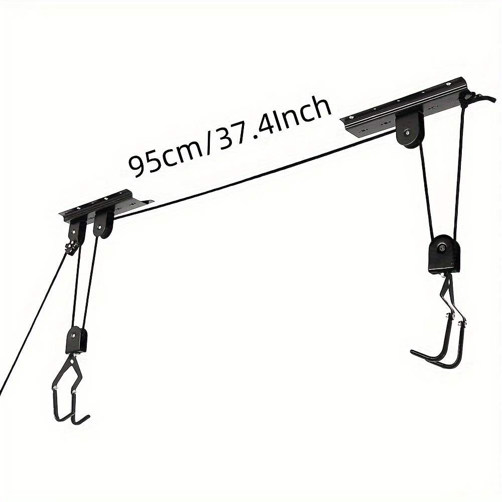 1 conjunto de guindaste de bicicleta, armazenamento de garagem, sistema de polia de elevação de bicicleta com rolamento de 60kg, rack de teto resistente, cabide de bicicleta