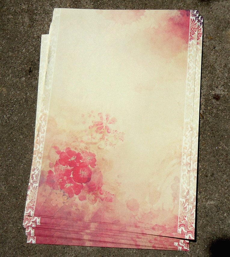 8pcs Ancient Chinese Chinese Letterpaper Watercolor Retro Red Flower