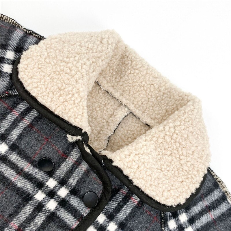 Winter boys plus velvet thicken plaid jackets Korean fleece lapel collar double breasted warm coat for toddler kids