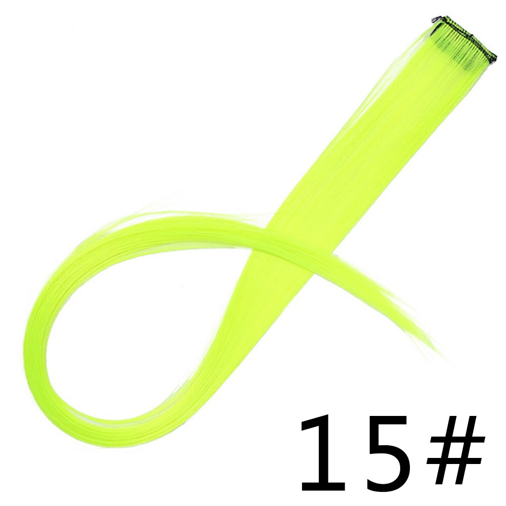 Long 20"Inches Synthetic Single Clip Hair Extensions Rainbow Colors Straight Hairpiece for Women 10PCS/pack: Natural Color