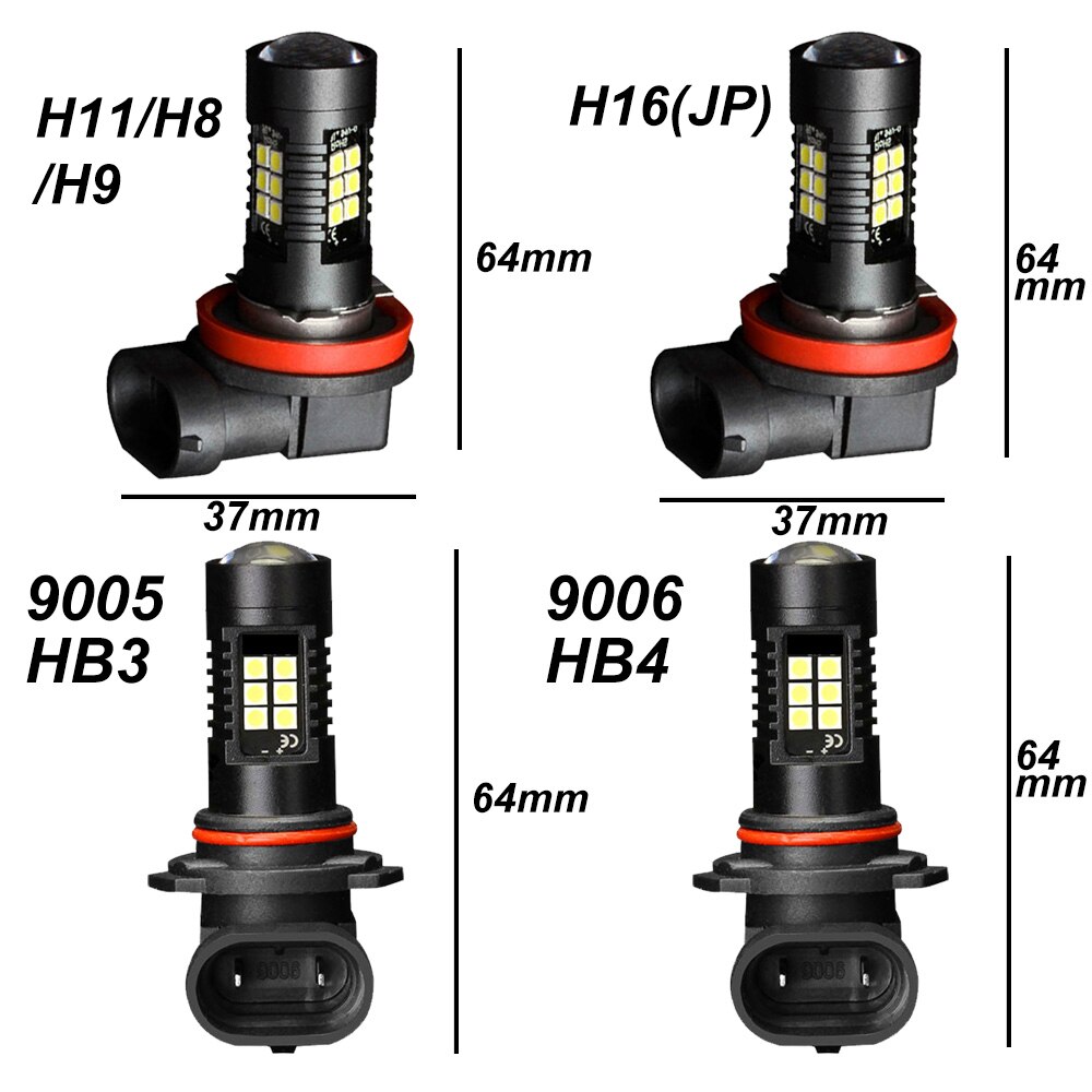 GLOFE Red H8/H11 LED Fog Light Bulbs – Plug & Play 3030SMD – Fits 2020 Honda Civic (2-Pack)