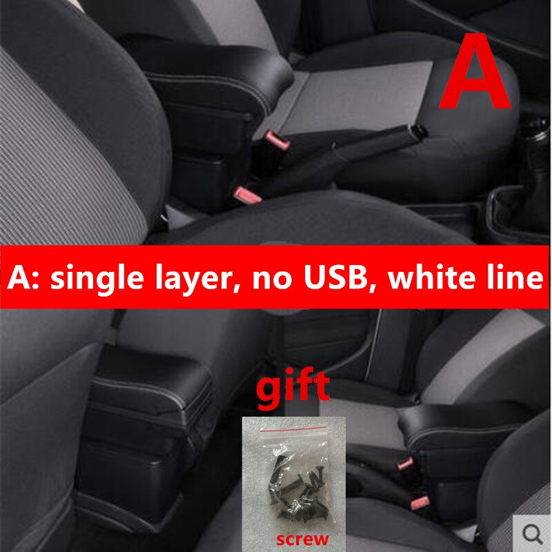 For Renault Clio Captur Armrest box: A black White line