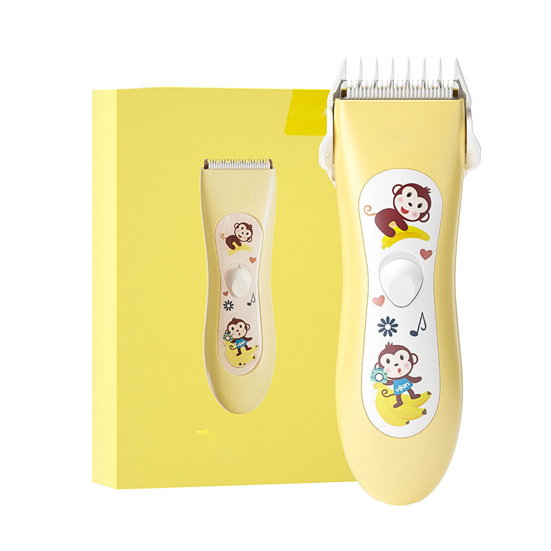 Elektrische Baby Tondeuse Tondeuse Baby Haar Zorg Snijden Remover Usb Oplaadbare Rustig Waterdichte Kids Infant Haar Scheerapparaat: Yellow monkey