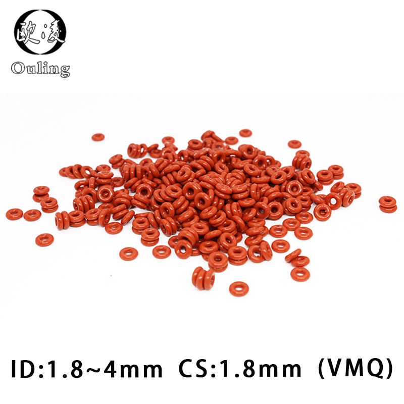 10 stk / parti silikone ringe silikone / vmq o ring 1.8mm tykkelse  id1.8/2/2.24/2.5/2.8/3.15/3.55/3.75/4mm gummi o-ring tætningspakning