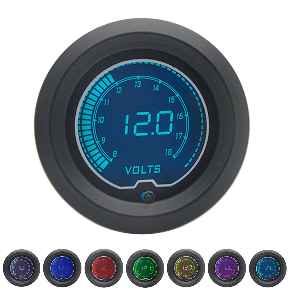52mm Volt Gauge LCD Digital 7 Color Display