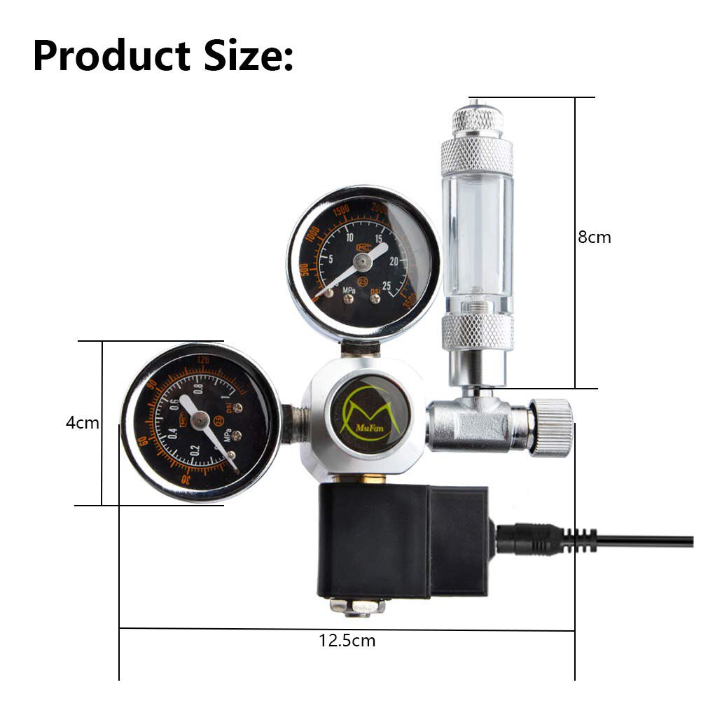 Dual Gauge Aquarium CO2 Regulator Set Electric with Solenoid Strong Toughness Portable Bubble Counter W21.8 EU Plug