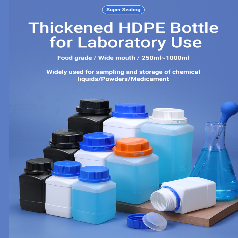 250ML/500ML/1000ML Empty HDPE Bottle with Inner Lid Food Grade Square Plastic Container for Liquid Lotion