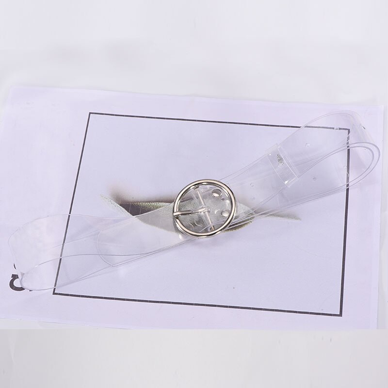 Ceinture en résine pour femmes, jolie en PVC, transparente, mignonne, pour robe, avec boucle ardillon, à la: Silvery Round