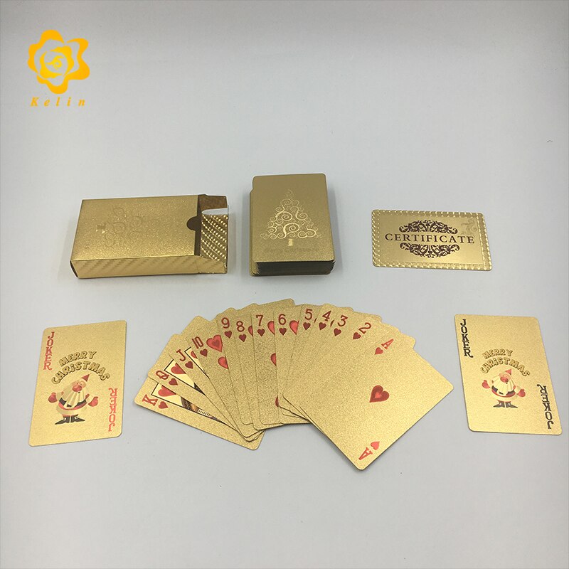 Underholdning christmas santa klausul bilde 24k gullbelagte spillekort poker til familie eller venner fest tid: Juletre