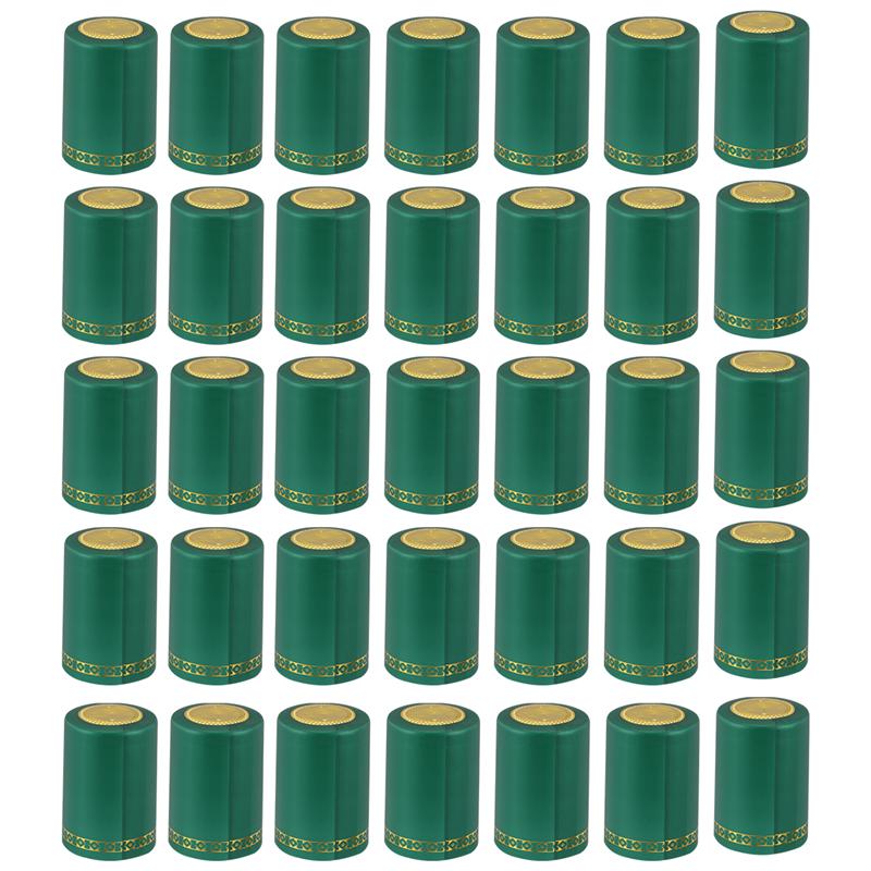 Tapón termorretráctil para botella de vino, tapón retráctil para botella de vino tinto de 33mm, accesorios de , 100 Uds.: Verde