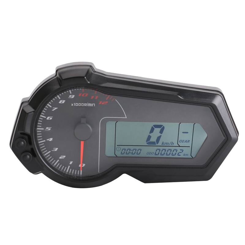 Universal- Motorrad Kilometerzähler Tachometer für 2,4 Zylinder ATV LCD Digital Tacho 12000RPM für BMW für KAWASAKI für KTM für