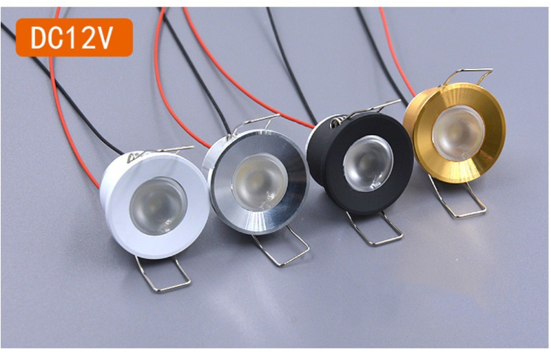 Mini-downlight led 12v 1w inbäddade små spotlights i taket köksskåp inbyggda led-lampor silver, vit, svart skal