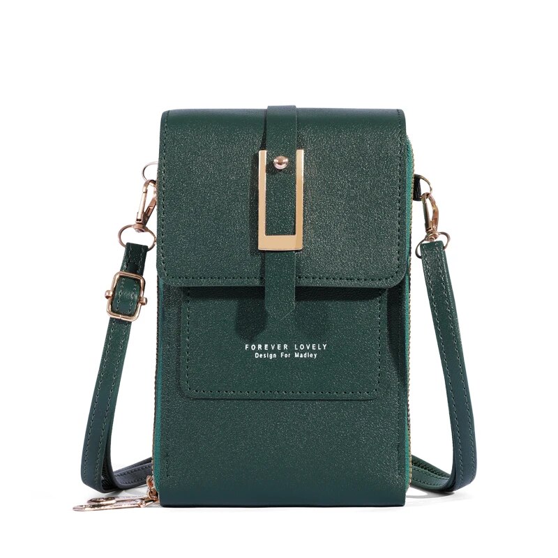 Touch Screen Mobile Phone Bag, Mini Flap Crossbody Bag, Faux Leather Purse, Vertical Wallet With Card Slots