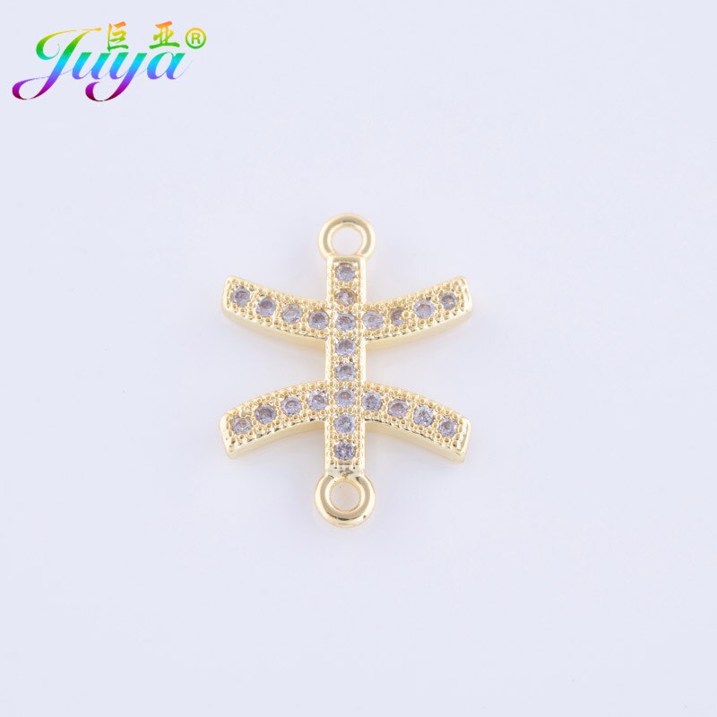 Gioielli FAI DA TE Forniture di Rame Femminile 12 Costellazioni Dello Zodiaco Fascino del Connettore Pendenti con gemme e perle Per Le Donne Del Braccialetto Della Collana Fare: Gold Pisces
