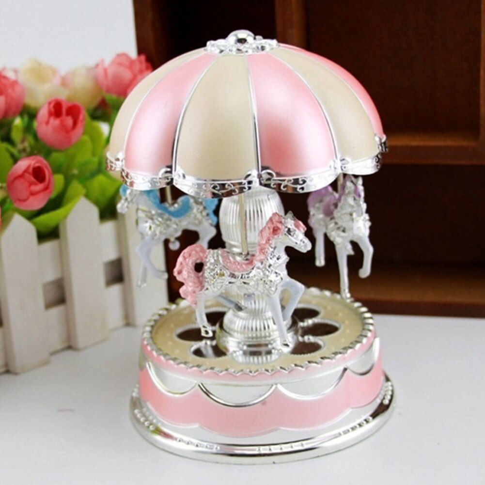 Wedding Game Sleeping Party Birthday LED Carousel Toy Music Box Romantic Battery Powered Home Decor Desktop Baby Room: Pink Dome