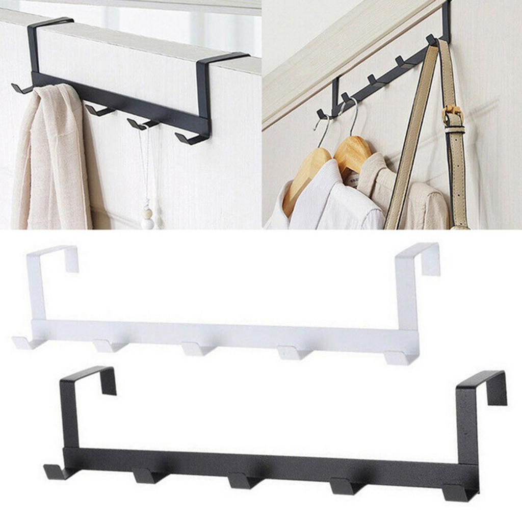Over The Door 5 Hooks Home Bathroom Organizer Rack Clothes Coat Hat Towel Hanger Housekeeping Organizers hooks up
