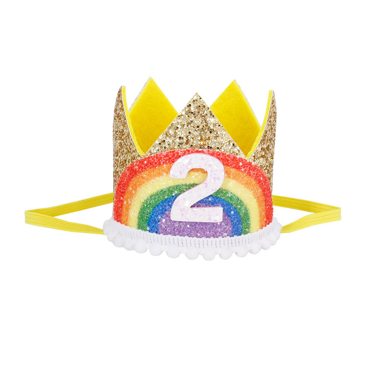Chicinlife 1-8 år gammel regnbuebursdag kronehatt gutt jente bursdagsfest dekorasjon baby dusj hvitt måke bursdagshatt: måke 2