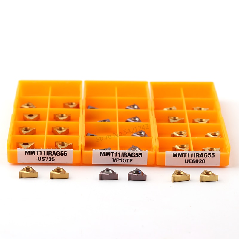 10 stuks mmt 16ir 16er ag55 vp15tf ue6020 us735 draad draaigereedschap hardmetalen blad cnc draaibank sleuf wisselplaat 11er ag55 11ir ag55