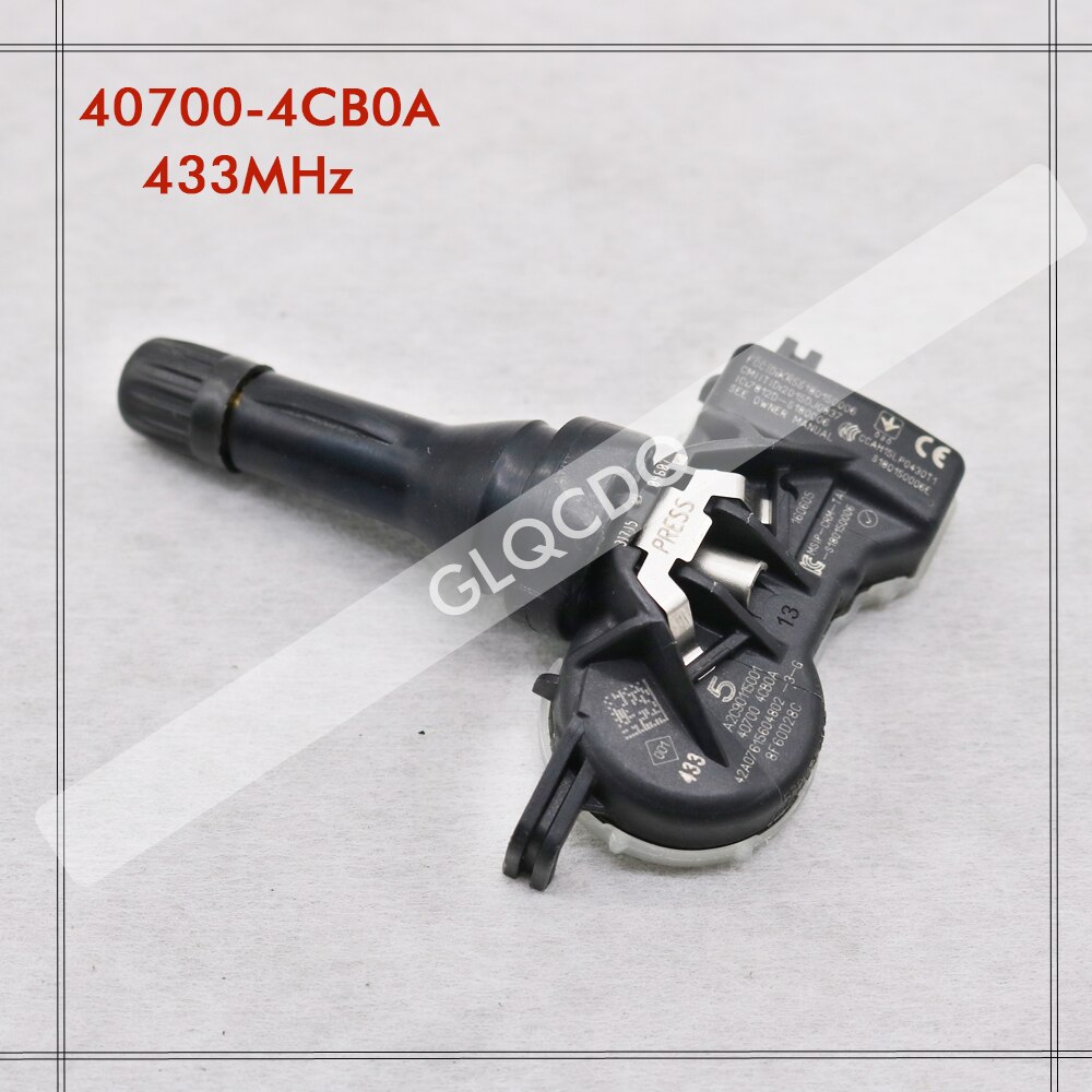 Tpms sensor til nissan qashqai ii  (j11)  nissan dæktryk sensor tpms 433 mhz 40700-4 cb 1b 40700-4 cb 0a 40700-4 cb 1a