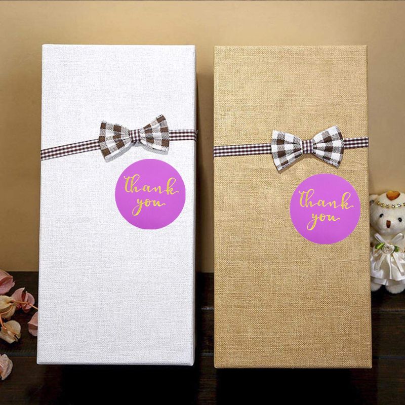 500 Uds./rollo, pegatinas de agradecimiento, sello de hoja de oro, álbum de recortes con decoración para bodas, adhesivo de papelería