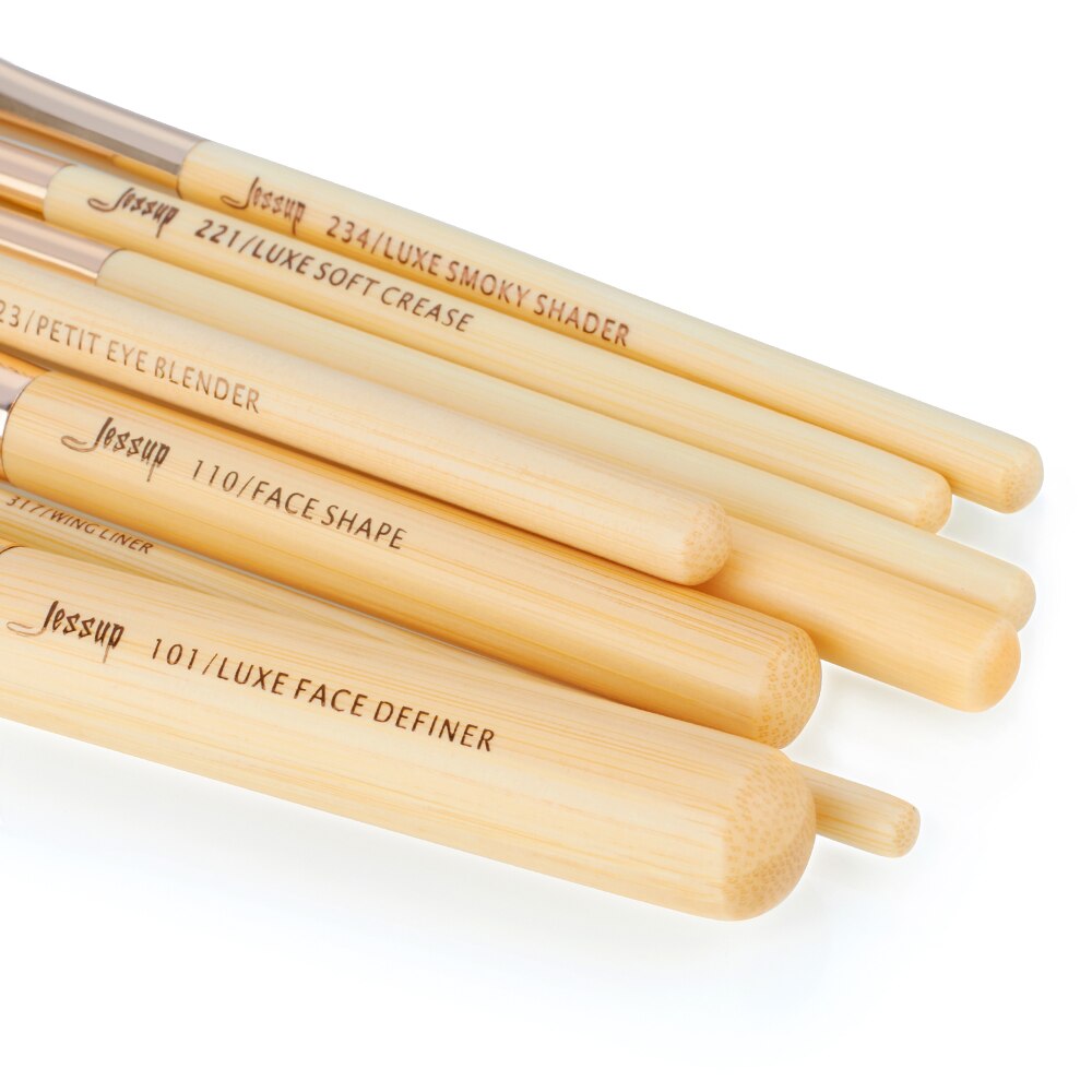 Jessup kwasten 10 stuks bamboe make-up kwasten kwastenset beauty make-up tool kit foundation poeder definieerder shader liner