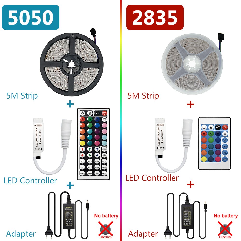 5meters 5050 Kit Bright Waterproof RGB LED Light Strips Lamp light Tape 220V Ribbon Band with Remote Controller