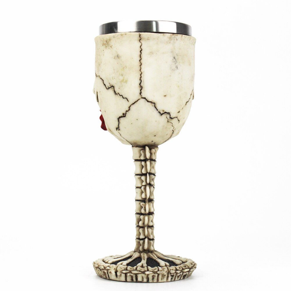 Rose Skull Gothic Wine Glass The Gothic Romance Themed Goblet Retro Stainless Steel&amp;Resin Wine Cup BEST Birthday Halloween