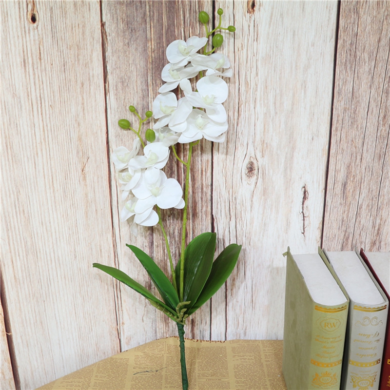 Künstliche Orchidee Phalaenopsis in 'Erde', 2-fach, 62 cm, Real Touch, weiß