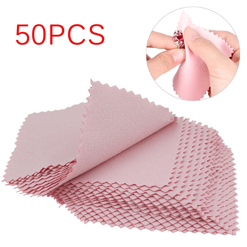 Paños de limpieza para pulir, paquete de 50 unidades, paño de limpieza para limpiar joyas