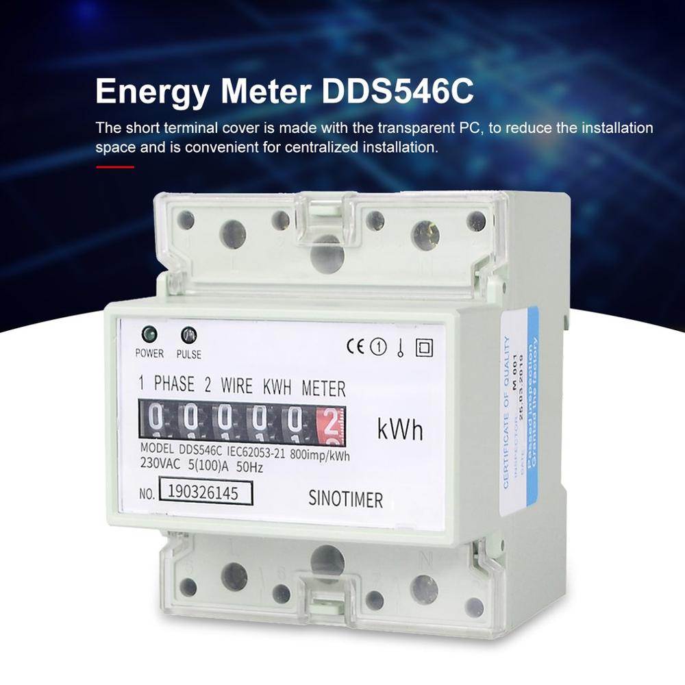 SINOTIMER DDS546C 230VAC monophasé 4P compteur d'énergie analogique wattmètre électrique domestique Din Rail mètre
