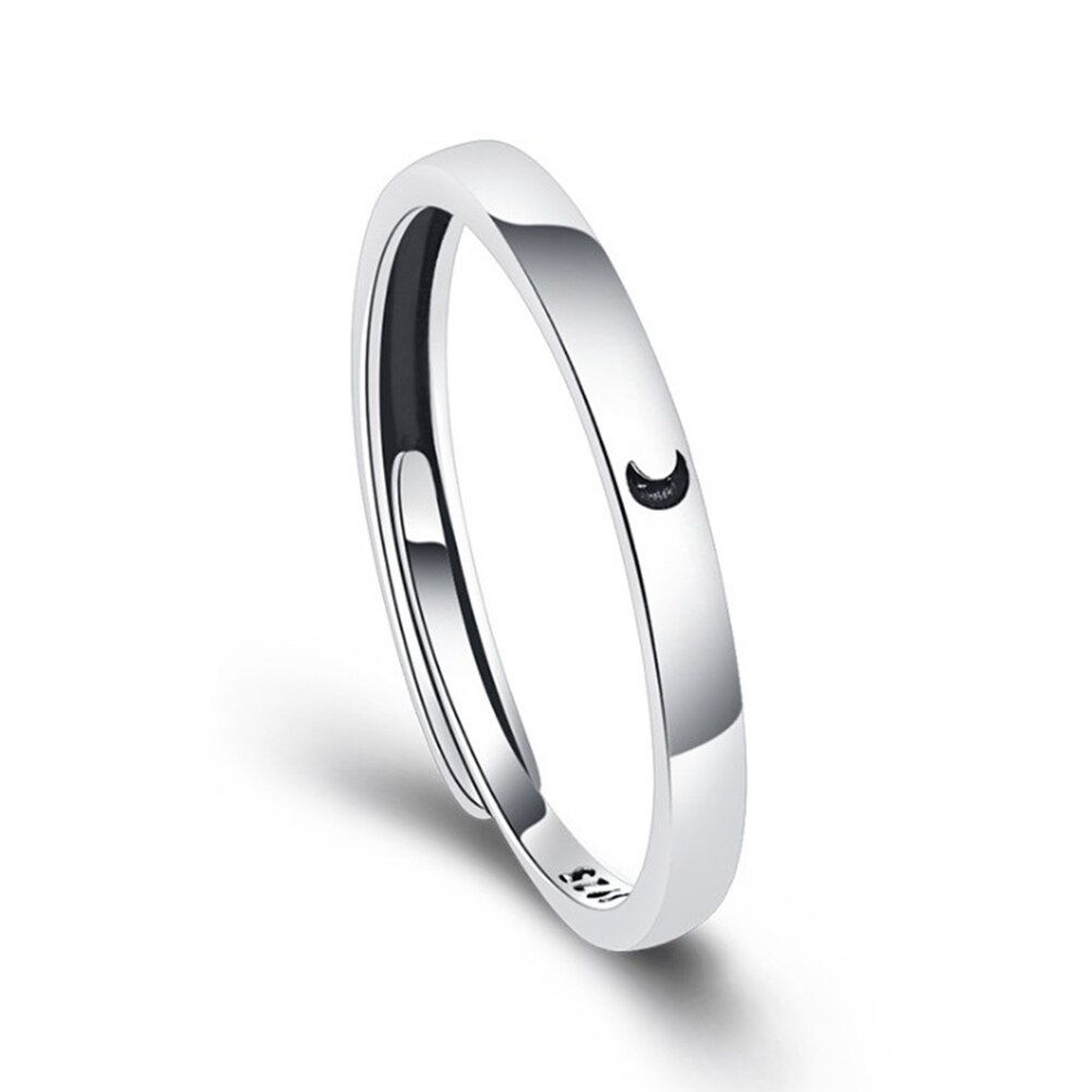 1PC Minimalistischen Silber Farbe Sonne Mond Offenen Ring Für Frauen Männer Liebhaber Einzigartige Carving Crescent Engagement Hochzeit Ring Schmuck: 2