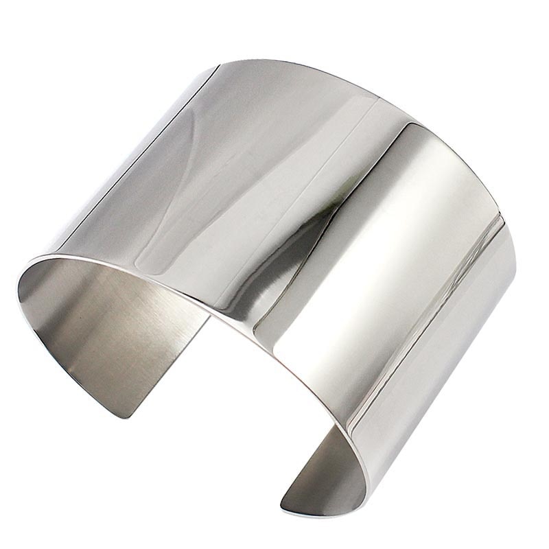 COUYA Stainless Steel Wide Blank Plain Shiny Arm Cuff Bangle Bracelet Hiphop Punky Jewelry Ladies Jewelry