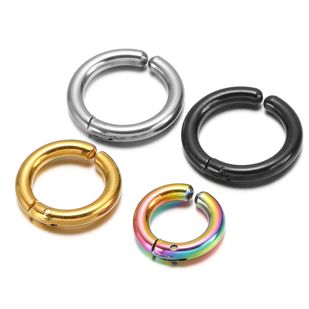 6pz/3coppie Orecchini a clip per orecchio in acciaio inossidabile per donna Uomo non penetrante Cerchio per orecchio rotondo Orecchini finti punk Gioielli per orecchio semplice