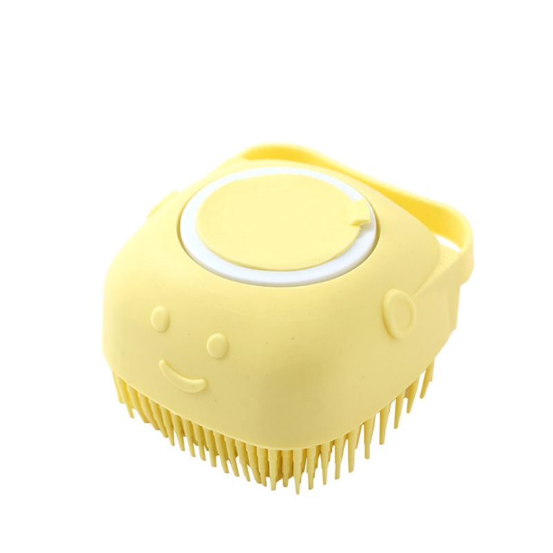 Brosse de bain multifonction en Silicone pour bébé et enfant, peut être installée avec un Gel douche, un shampoing, un masseur pour la peau sans douleur: YELLOW