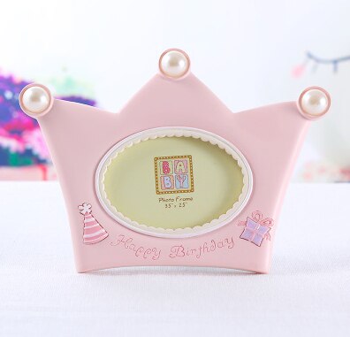 Crown Shaped Fotolijst Roze Baby Foto Frame Blauw Foto Achtergronden Jongen Meisje Decoratie Elimelim: Roze