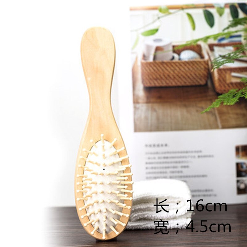 1pc træ kam sund padle pude hårtab massage børste hårbørste kam hovedbund hårpleje sund bambus kam: S