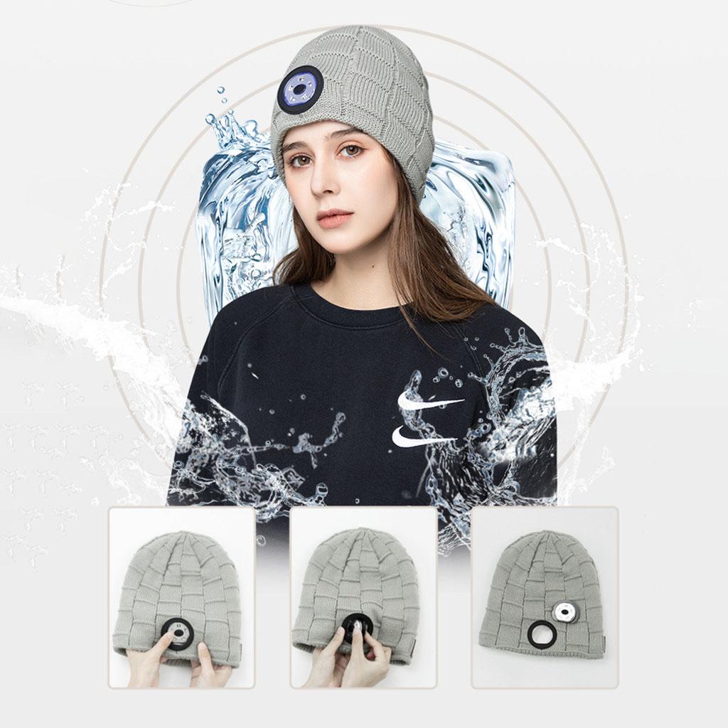 Unisex Outdoor Fietsen Wandelen Led Licht Gebreide Muts Winter Elastische Beanie Hoed Met Verlichting Xmas Voor Vriend: Gray White