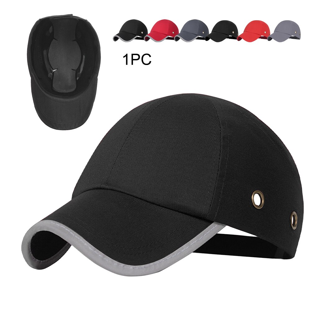 Women Men Outdoor Worker Baseball Bump Cap Solid Head Protection Breathable Hard Workplace Lightweight Cotton Blend Safety Hat