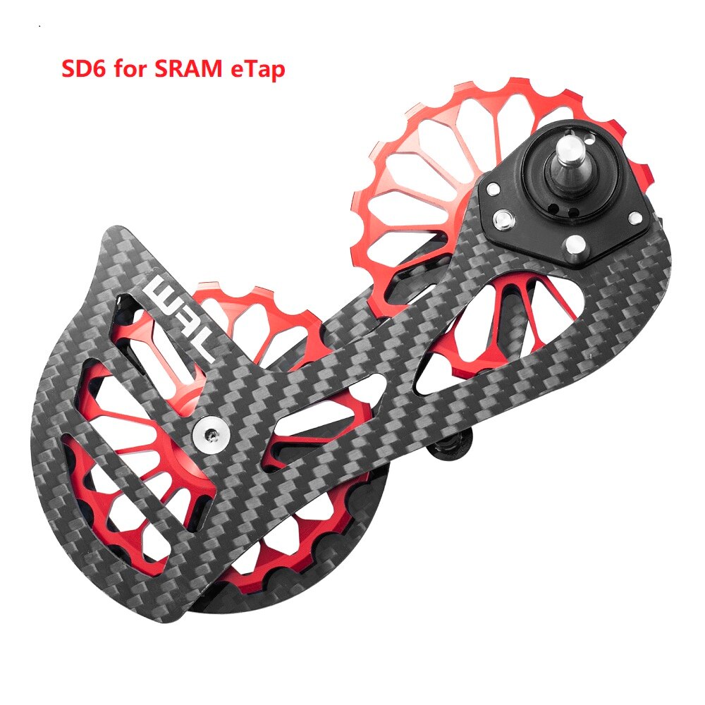 Desviador trasero de cerámica de fibra de carbono para bicicleta, rueda de guía de polea 17T para 6800 R7000 R8000 R9100 R9000, accesorios de bicicleta: SD6 red