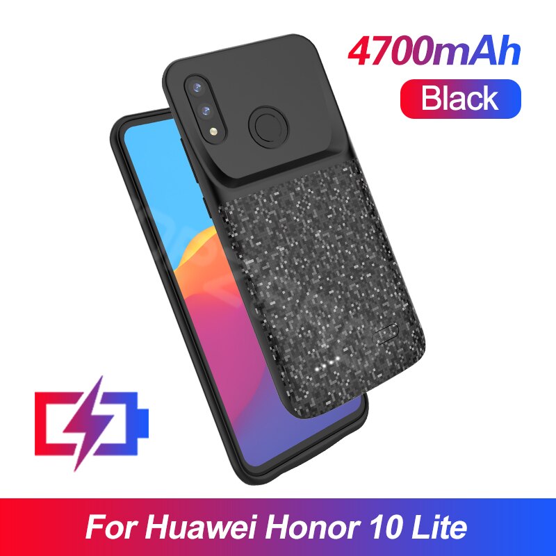 Funda de batería para cargador inalámbrico, funda trasera de 4700mAh para Huawei Mate 20 Pro Nova 3i 4e para Huawei Honor 8 8X 9X Pro 10: For Honor 10 Lite