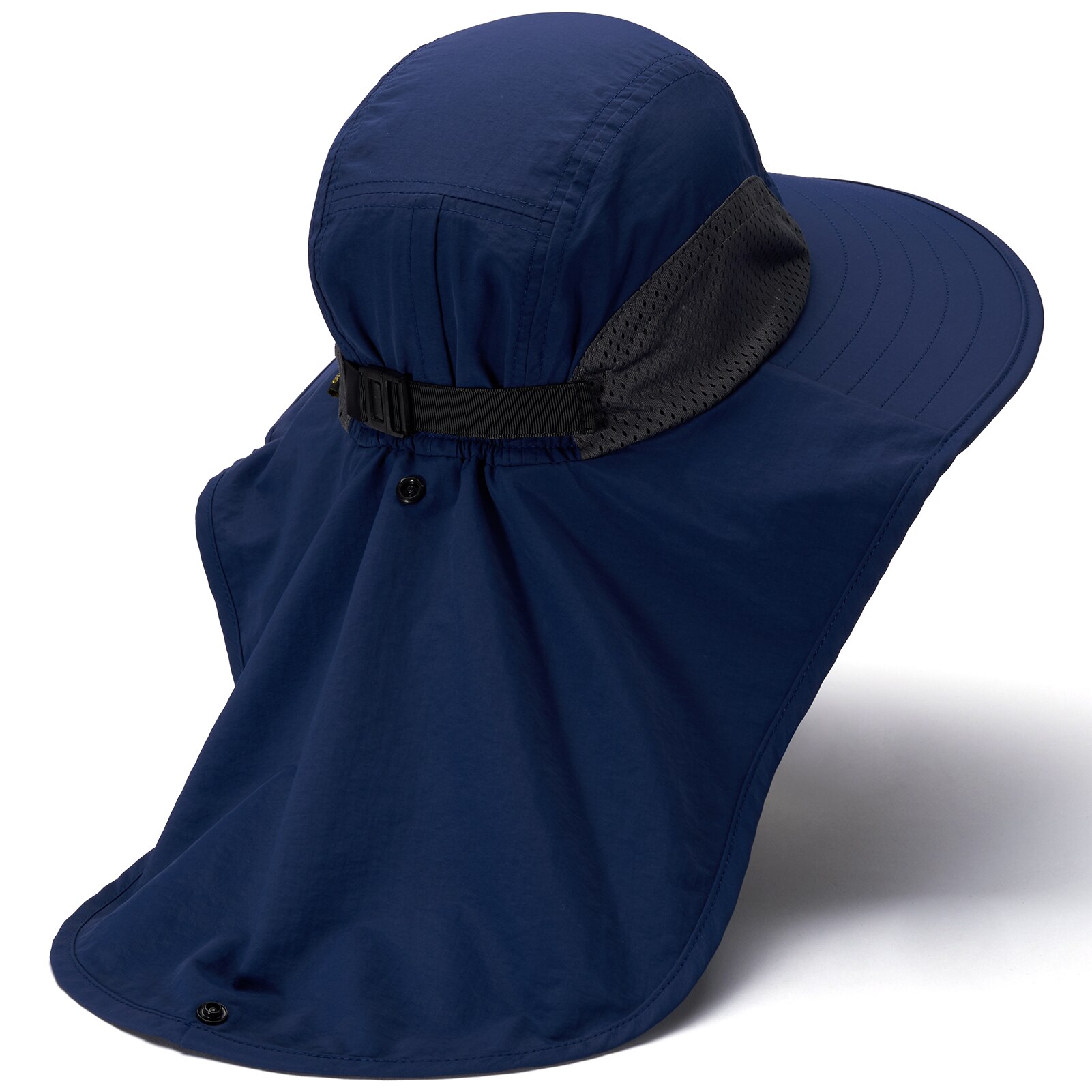 Bassdash UPF 50 + Unisex, sombrero de Sol de ala ancha resistente al agua con solapa de cuello grande, gorro de pesca con cola de caballo para hombres y mujeres