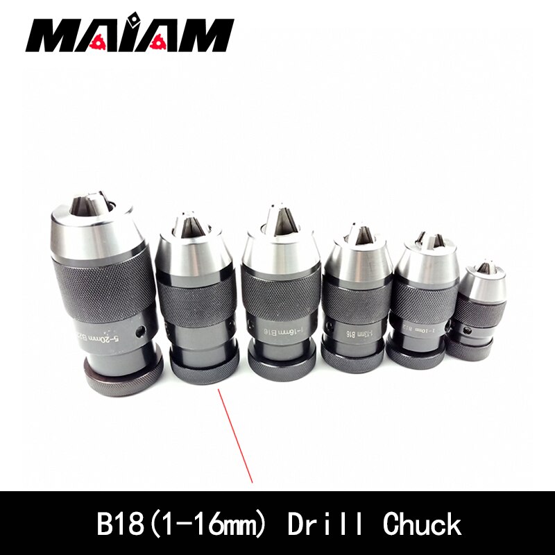 B10 0.5-6mm b12 b16 b18 b22 1-10mm 1-13mm 1-16mm 5-20mm industriel selvspændende borepatron automatisk låsepatron: B18(1-16mm)