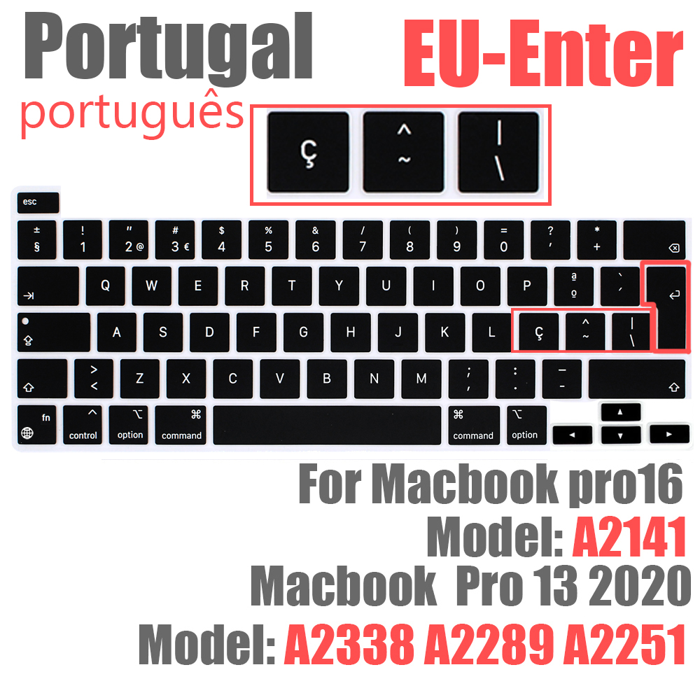SDYIGOE Laptop Tastatur Schutzhülle für Macbook Pro13 M1 A2338/A2289/A2251 Tastatur Abdeckung für Macbook pro16 a2141 Neue: EU Portugal